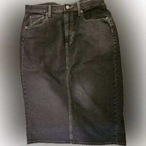 Universal Thread Women's Denim Midi Skirt-High RISE Black Wash  Size 12 NWT